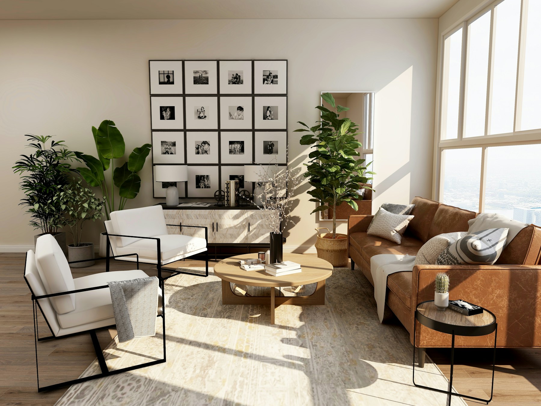 Warm living room with a finished feature wall